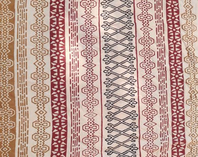 Multi Patch Geometric Indian Block Print Fabric, Hand Stamped Printed Fabric by the yard, Indian Fabric, Block Print Fabric for Making Dress