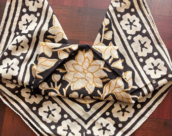 cotton bandana hand block printed black colour bandana
