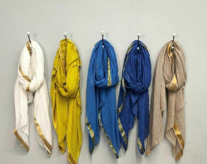 set of 5 plan dyes sarongs.beach wear SARongs cotton golden jari border SARongs