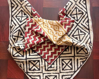 zigzeg design cotton bandana hand block printed bandana hair scarf