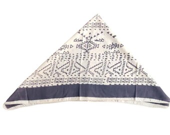 Tribal Print Cotton Bandana - Black and White Boho Scarf
