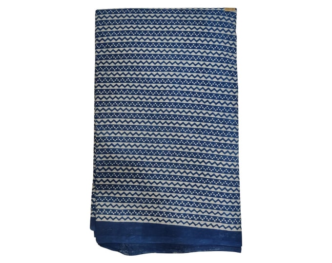 Indigo Hand Block Printed Cotton Fabric, Assorted Print Clothing Fabric, Kids Dress Making Fabric, Handmade Fabric, Fabric By Yard