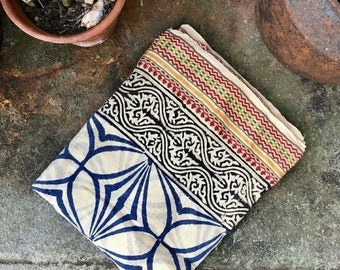 Hand Block Print Cotton Sarong, Boho Beach Cover-Up