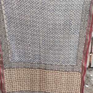 Hand Block Printed Zari Cotton Sarong, Cover Up Beach Wrap Pareo, Long & Large Scarf, Soft Fabric Fashion Shawl Natural Color Beach Wraps