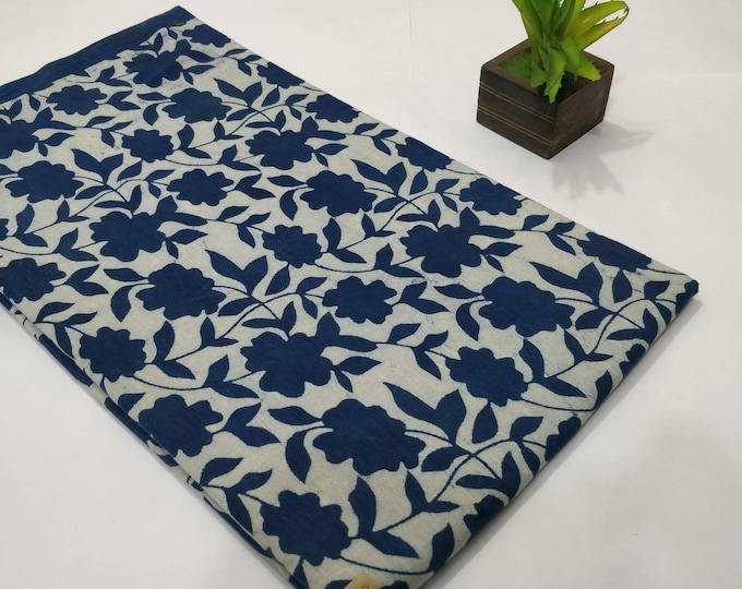 Indian Floral Jaal Block Print Cotton Fabric, Hand Stamped Printing, By The Yard, Indian Block Print Fabric, Sewing and Quilting Fabric