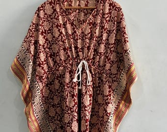 Designer Cotton Kaftan Tunic: Hand Block Print Short Dress Women's Free Size