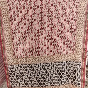 Hand Block Geometric Printed Cotton Sarong with Zari Border, Beach Wrap Pareo, Long Scarf, Cover up, Soft Fabric Scarf, Cotton Beach Sarong