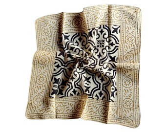 Handmade Block Print Cotton Bandana Scarf, Geometric Design