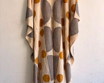 Hand Block Print Cotton Kaftan Dress – Long Indian Style 52''