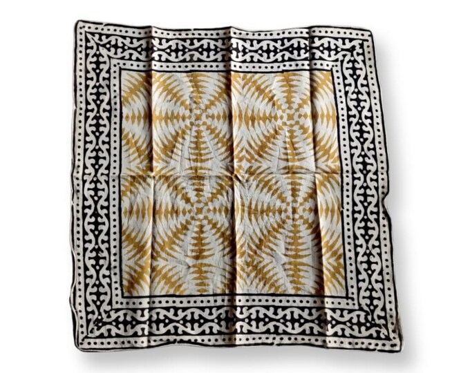 Hand Block Print Bandana, Bohemian Style Cotton Neck Scarf / Neckerchief, Boho Cotton Bandana, Handmade Soft Cotton Handkerchief, Head Scarf