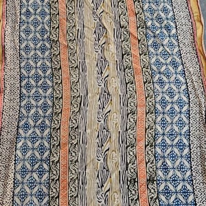 Blue Geometric Printed Sarong Beach Wrap, Silk Border Indian Hand Block Print Pareo, Zari Sarong for Women, Ladies Scarf, Beach Scarf