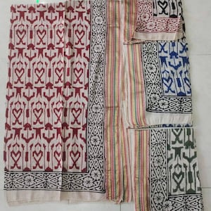 Hand Block Printed Beach Sarong for Women, Multicolor Cotton Beach Pareo with Zari Border, Beach Cover Up for Her, Indian Lungi