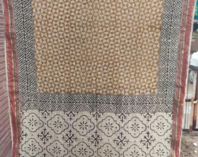 Hand Block Printed Zari Cotton Sarong, Beach Wrap Pareo, Long Scarf, Large Sarong, Cover up, Soft Fabric Scarf, Fashion Shawl Beach Sarong