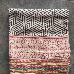 Hand Block Printed Beach Sarong for Women - Cotton Zari Scarves/Beach Wrap/Pareo - Beach Swim Wear for Her - Beach Cover Ups - Indian Lungi