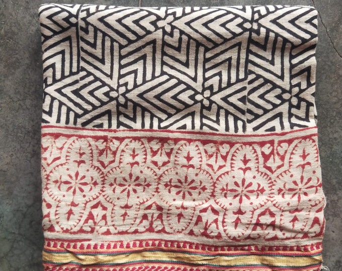 Hand Block Printed Beach Sarong for Women - Cotton Zari Scarves/Beach Wrap/Pareo - Beach Swim Wear for Her - Beach Cover Ups - Indian Lungi