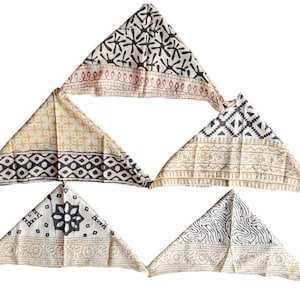 Hand Block Print Cotton Bandana | Organic Cotton Boho Bandanas | Assorted Geometric Bandana Scarf | Bulk Orders Available | Gift for Her