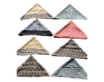 Set mit 8 verschiedenen Baumwoll-Block-bedruckten Bandanas, Block-bedruckter Schal für Sie, wunderschönes Boho-Design-Bandana, Blumen-Bandana, Arm-, Halstuch