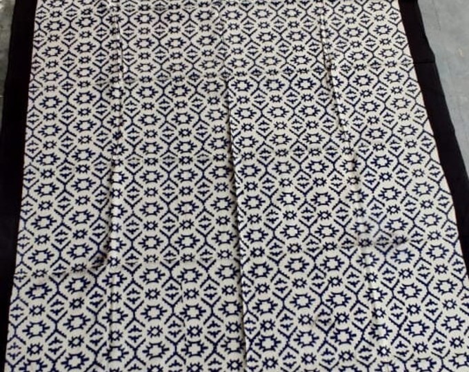 Hand Block Printed Cotton Zari Sarong, Black & White Geometric Pattern Beach Wrap Pareo,  Large Fashion Shawl, Cover up, Soft Fabric Scarf