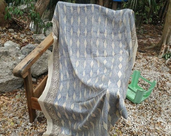 Indian Block Print Cotton Sarong: Bohemian Beach Wrap