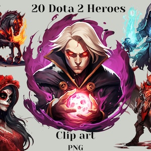 Dota 2 inspired clipart bundle, Mythical, Fantasy, Creatures, Books, Game, PNG, Clipart bundle, Portraits, HD, Colorfull, Detailed, Magic