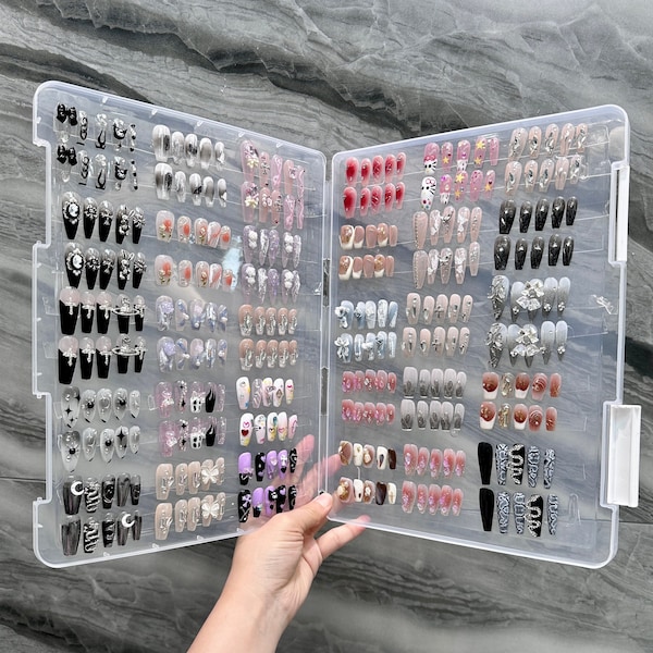 Appuyez sur la boîte de rangement des ongles | Organiser un ensemble de faux ongles | Boîte acrylique | boîte de colle sur les ongles | boîte de rangement pour faux ongles