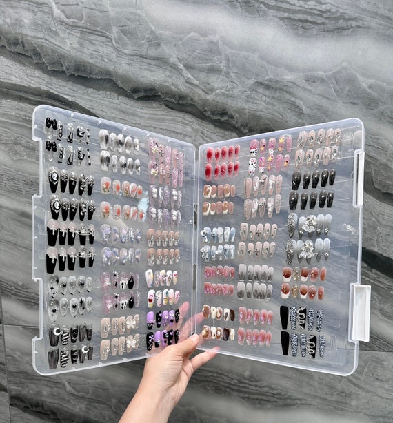 Press on Nail Storage Box Organize Fake Nail Set Acrylic Box Glue