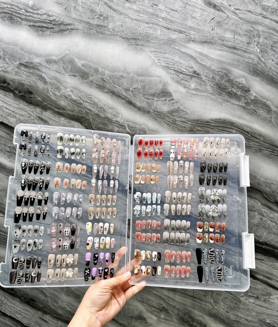 Press on Nail Storage Box Organize Fake Nail Set Acrylic Box Glue on Nails  Box False Nails Storage Box 