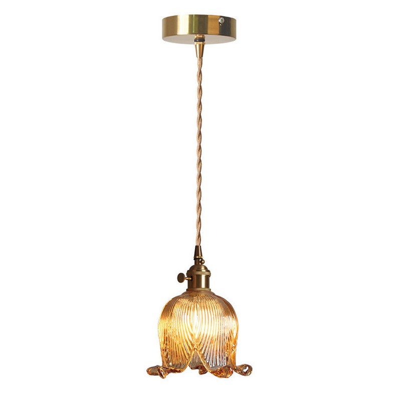 Pendant Light Bell Flower Glass Lighting Pendant Ceiling Etsy