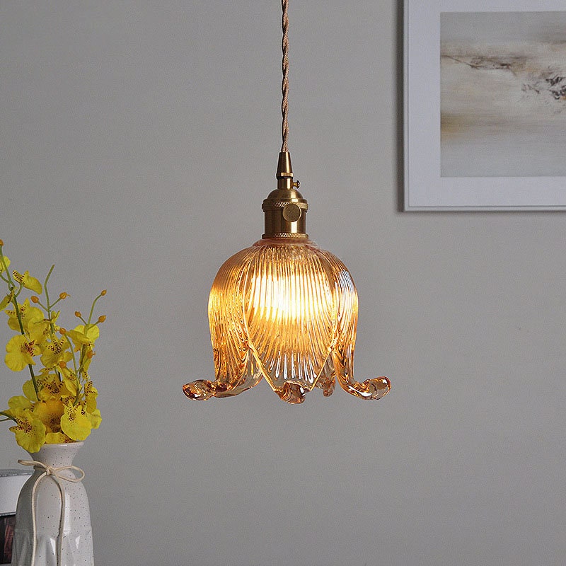 Pendant Light Bell Flower Glass Lighting Pendant Ceiling Etsy