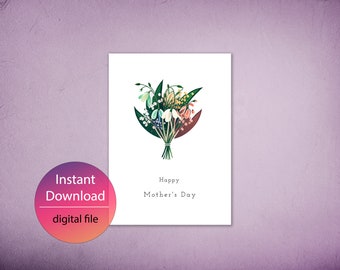 Download immediato della carta per la festa della mamma, stampabile, carta 5 x 7, regalo per la festa della mamma, bella festa della mamma, biglietto d'auguri bucaneve, fiori adorabili