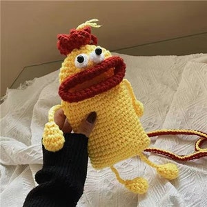 Handmade Crochet Cute Goofy Chicken Sausage Mouth Bag | Sling Crossbody Bag | Finished Product Ready Stock