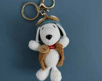 Handmade häkeln niedlichen Snoopy Hund Peanuts hängen Schlüsselanhänger | Taschenzubehör | Fertiges Produkt lesen Lager