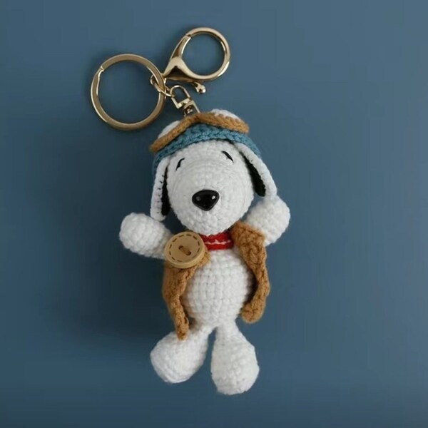 Handmade Crochet Cute Snoopy Dog Peanuts Hanging Keychain Keyring | Bag Accessories | Finished Product Read Stock
