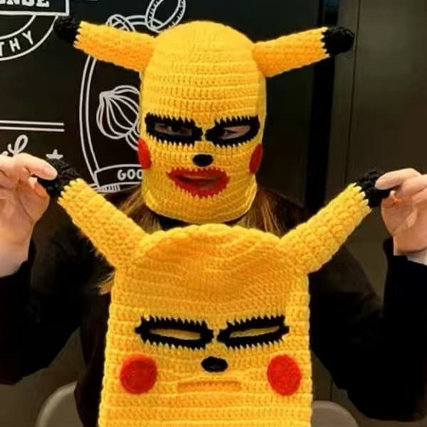 Crochet fait à la main Pokemon Pikachu mignon Beanie Hat | Collection d'amoureux de Pokémon Pikachu | Produit fini Stock prêt