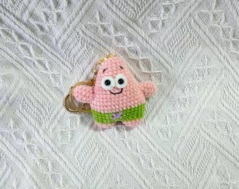 Handmade Crochet Cute Patrick Starfish Spongebob Hanging Keychain Keyring | Bag Accessories | Finished Product Read Stock