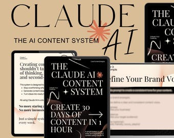 Claude AI Content System | 30 Days of Content in 1 Hour | Social Media Planner, AI Prompts Pack, Content Calendar, Digital Download