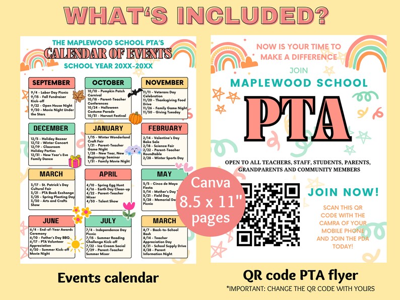 Editable PTA Flyer Bundle PTA Hand Out Templates Pta Calendar Etsy