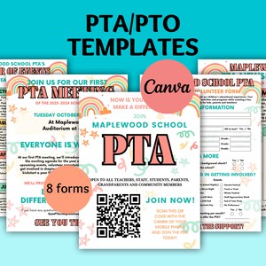 Bewerkbare PTA Flyer-bundel PTA-uitdeelsjablonen pta-kalender flyer waarom lid worden van de pta-nieuwsbrief pta-bijeenkomst hand-out pta-lidmaatschapsformulieren