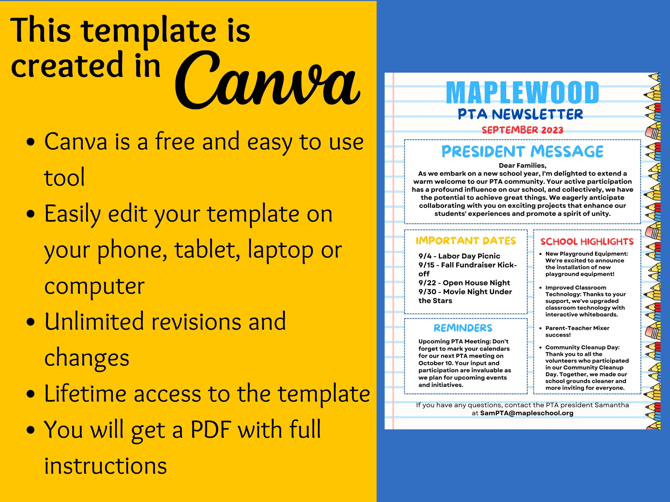 Editable PTA Flyer Bundle PTA Hand Out Templates Pta Calendar Etsy