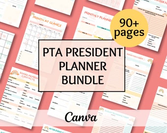 Editable PTA President Planner Binder, PTO forms bundle, hand out templates pta flyer pta leader newsletter pta meeting membership forms