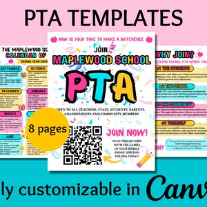 Editable PTA Flyer Bundle PTA hand out templates pta calendar flyer why join the pta newsletter pta meeting handout pta membership forms