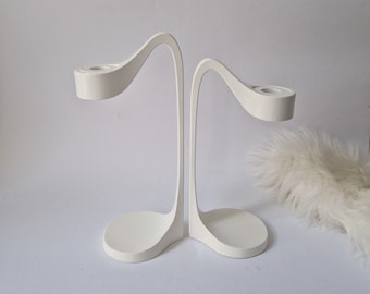 Vintage IKEA candleholder Set of 2 - Jatteviktig - Design Monika Mulder - white 2 arms - modern design