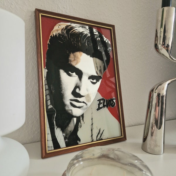 Vintage Spiegel Elvis Presley - verspiegeltes Bild - 50er 60er Jahre - Hollywood Regency ästhetik - retro mid century modern - Musik