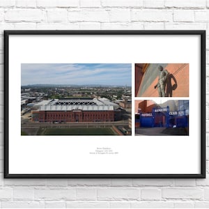Ibrox Stadium Triple Panel Commemorative Framed Print