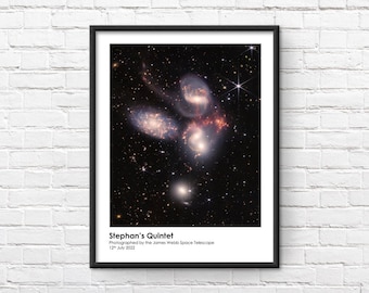 Stephan's Quintet James Webb Space Telescope Commemorative Framed Print