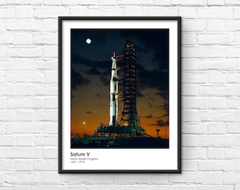 Impression encadrée commémorative Saturn V Apollo Moon Rocket