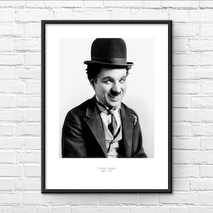 Charlie Chaplin herdenkingsmunt ingelijste print