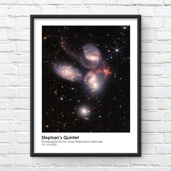 Lámina enmarcada Conmemorativo del telescopio espacial James Webb del quinteto de Stephan