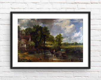 古いジョン・カンスタンブル　干し草車　複製画 ジョン・カンスタンブル「干し草車」 複製画 額縁外寸48.0x38