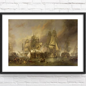 The Battle of Trafalgar by William Clarkson Stanfield Painting Reproduction Framed Print